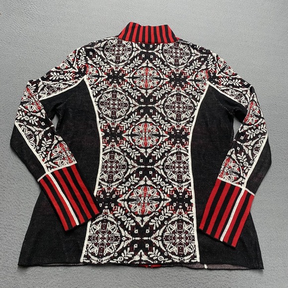 Icelandic Design Sweater Womens Large Black Fair Isle Full Zip Mock Neck Ski - Picture 8 of 11